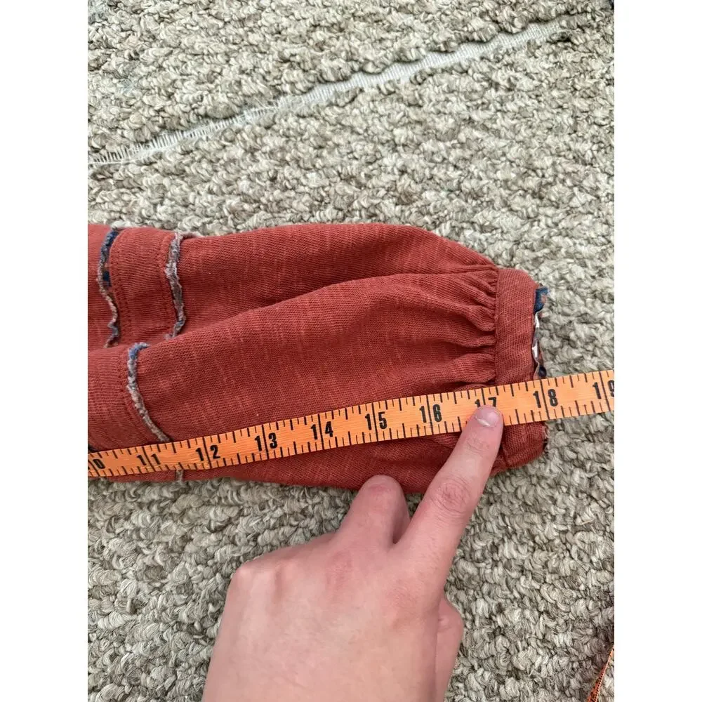 Free People | Burnt Orange Western Fall Chic Bohemian Sundance Kid Henley Top